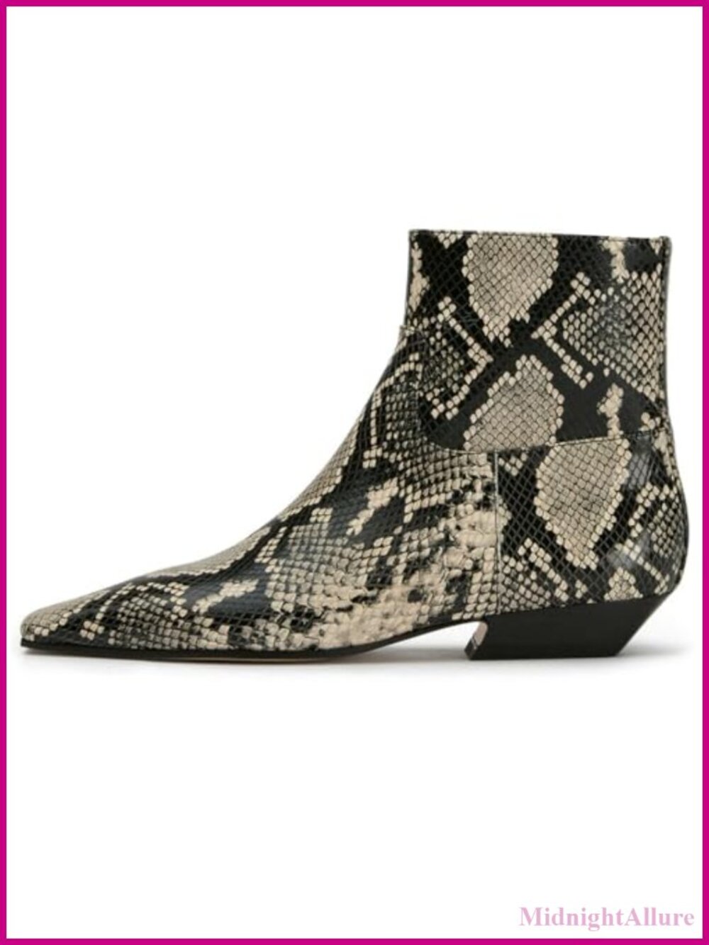 Women Square Toe Ankle Boots Low Heel Booties Side Zipper Synthetic